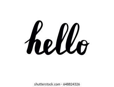 Hello text. Calligraphic Lettering. Hand drawn vector illustration