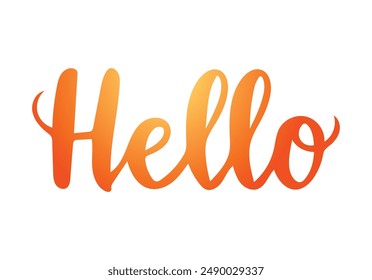 Hello text calligraphy and typography white template design.