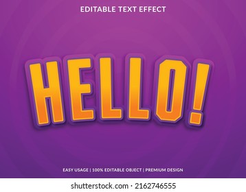 hello text effect editable template with abstract style use for business brand and logo