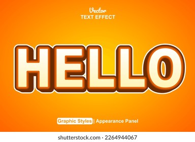 hello text effect with graphic style and editable.