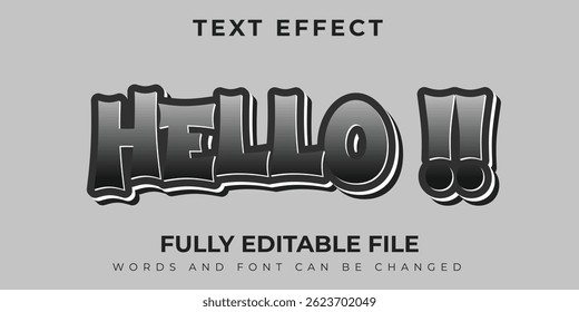 Hello Text Effect With Grey Concept Design