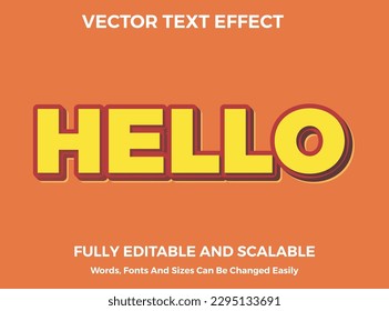 Hello Text Effect Style, Bold Editable Text Effect Design Vactor.
