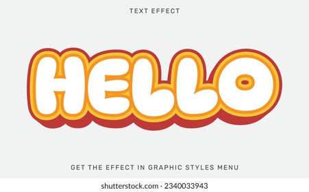 Hello text effect template in 3d design