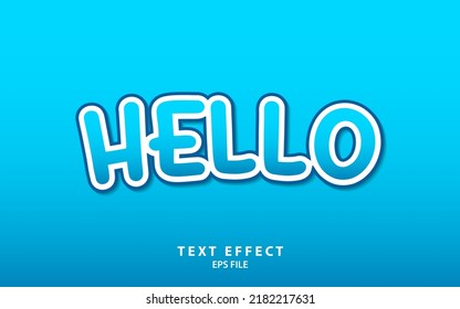 Hello text effect template with bold font concept use for business brand, title, headline and logo