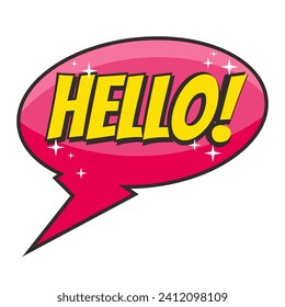 Hello text expression comic pop art style