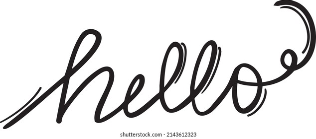 Hello TEXT with smooth lines. Hand written world hello day, vector file