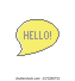 Hello - text speech bubble vector icon. Social network pixel art icon. 8 bit logo. eps10
