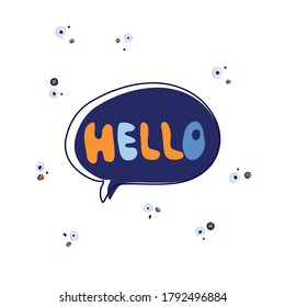 Hello text in a trendy bubble. Vector stock illustration