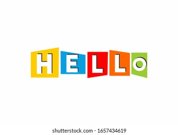 Hello text typography. Colorful vector design template