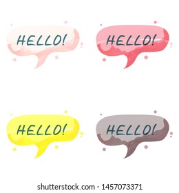 Hello text watercolor background. greetings. Inspirational design for social media