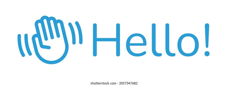 Hello text with waving hand icon vector illustration.