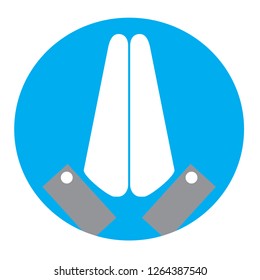 Hello and thank you icon vector illustrator white design isolated on blue background.