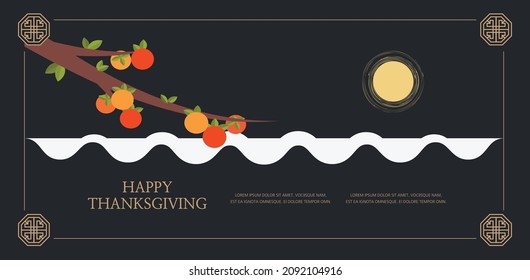 hello thanksgiving day persimmon tree background