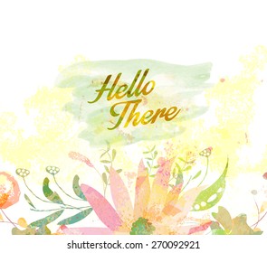 hello there. greeting retro watercolor