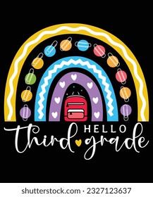 Hello third grade school kid svg, kindergarten life svg t shirt design