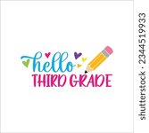 Hello Third Grade Svg, Retro Back to School Svg Png, Back to School Shirt SVG, 3rd Grade Vibes, Third Grade Squad, Digital Download File, Svg Files for cricut