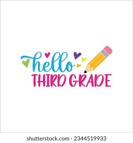 Hello Third Grade Svg, Retro Back to School Svg Png, Back to School Shirt SVG, 3rd Grade Vibes, Third Grade Squad, Digital Download File, Svg Files for cricut