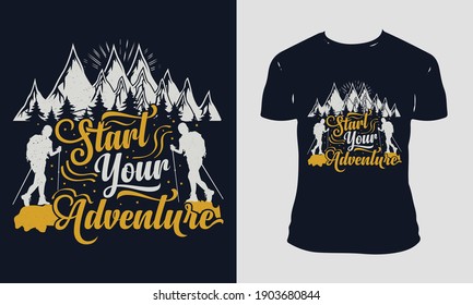 hello, This is  New hiking custom typography trendy T-shirt Design  And Vector Illustration With a T-shirt mockup.