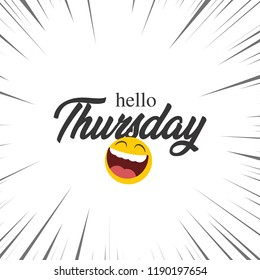 Hello Thursday lettering design with a smiley