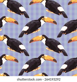 Hello Toucan! vector seamless pattern, wallpaper, background