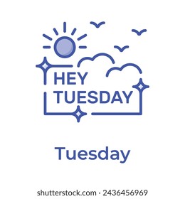 Hello tuesday icon design, beautiful words calligraphy, motivational inspirational phrase