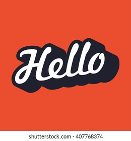 Hello Typography With Outline And Long Shadow Style