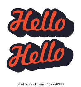 Hello typography with outline and long shadow style