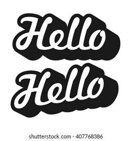 Hello typography with outline and long shadow style