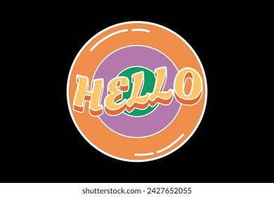 Hello Typography Retro Sticker Design