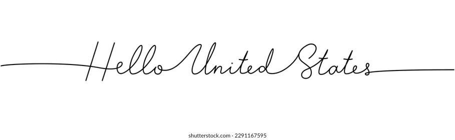 Hello United States - word with continuous one line. Minimalist phrase illustration. United States country - continuous one line illustration.