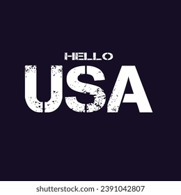 Hello USA - word with continuous one line. Minimalist drawing of phrase illustration. USA country - continuous one line illustration.