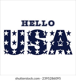 Hello USA - word with continuous one line. Minimalist drawing of phrase illustration. USA country - continuous one line illustration.