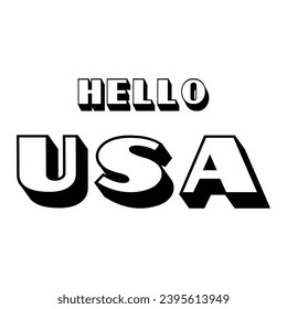 Hola Estados Unidos - palabra con una línea continua. Dibujo minimalista de la ilustración de la frase. País de los Estados Unidos - ilustración continua de una línea.