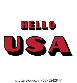Hola Estados Unidos - palabra con una línea continua. Dibujo minimalista de la ilustración de la frase. País de los Estados Unidos - ilustración continua de una línea.