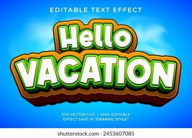 Hello vacation 3d editable text effect summer style