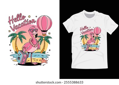 Hello Vacation T- shirt design. Vacation t-shirt 