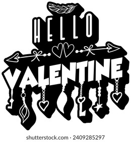 hello valentine black vector graphic design and cut file