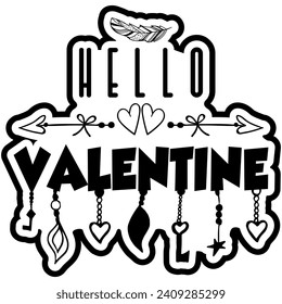 hello valentine black vector graphic design and cut file