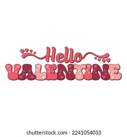Hello Valentine stacked text design with hearts for Valentine's Day celebration