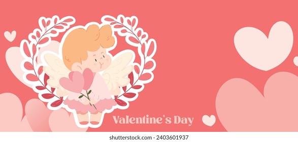 Hello Valentine's Day, love card and label, element, cute, vector, illustration, sweet
