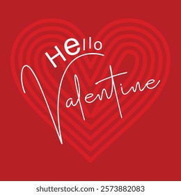 hello Valentines lettering calligraphy with hearts shape. Valentine's Day holiday lettering. Drawn text for card, banner, poster design