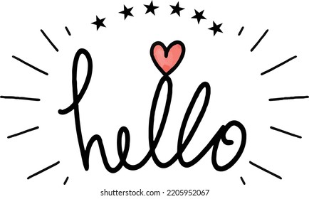 hello vector design sketched with heartb sign