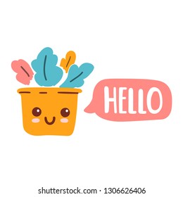 Hello. Vector funny hand drawn illustration for greeting card, t shirt, print, stickers, posters design.