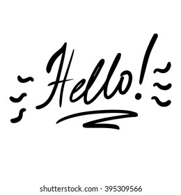 Hello vector hand drawn words, calligraphy, typography black on white