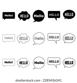 Hallo, Vektorsymbol gesetzt. Hallo Kollektion von Sprechblase-Illustrationen. 