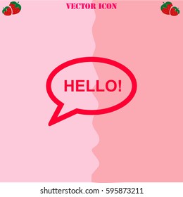 Hello vector  icon. Strawberry Background.