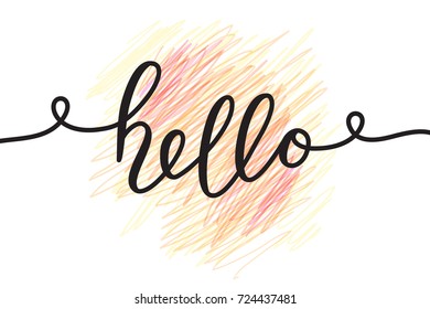 hello vector lettering, card with handwritten text