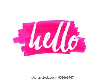 Hello. Vector lettering with hand drawn