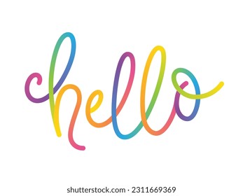 HELLO vector monoline calligraphy banner with colorful gradient