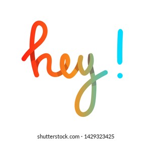 Hello vector text colorful gradient handwritten lettering. Gradient volume inscription. 